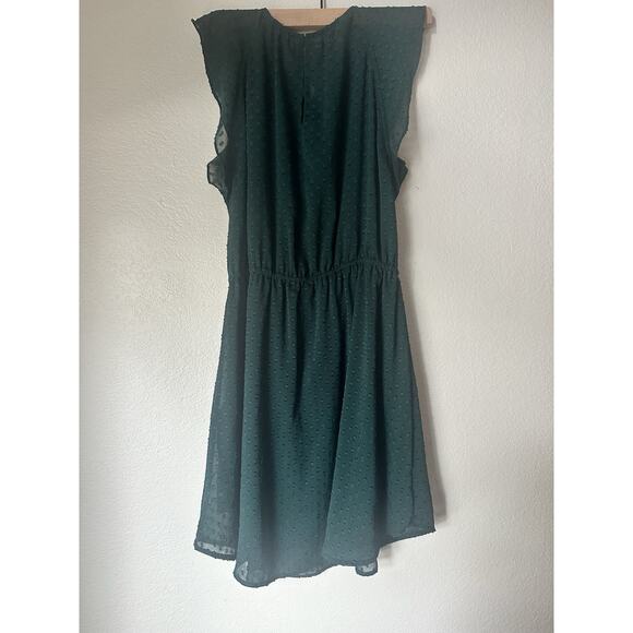 H&M Blouson Dress Women’s Size 10 Color Green Cap Sleeve Boat Neck - Picture 2 of 6